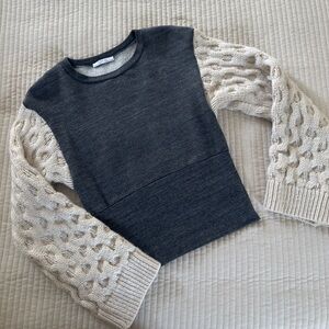 Zara Charcoal & Cream Cable knit Sweater